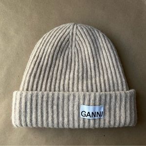 Ganni Rib Knit Beanie Very Gently Used Excellent Condition Color Brazilian Sand